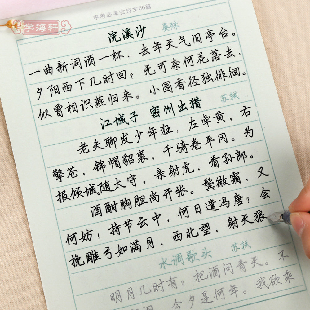 紫宇阁 行楷 中考古诗文50篇 司马彦 钢笔硬笔中性笔水笔行楷字帖初中