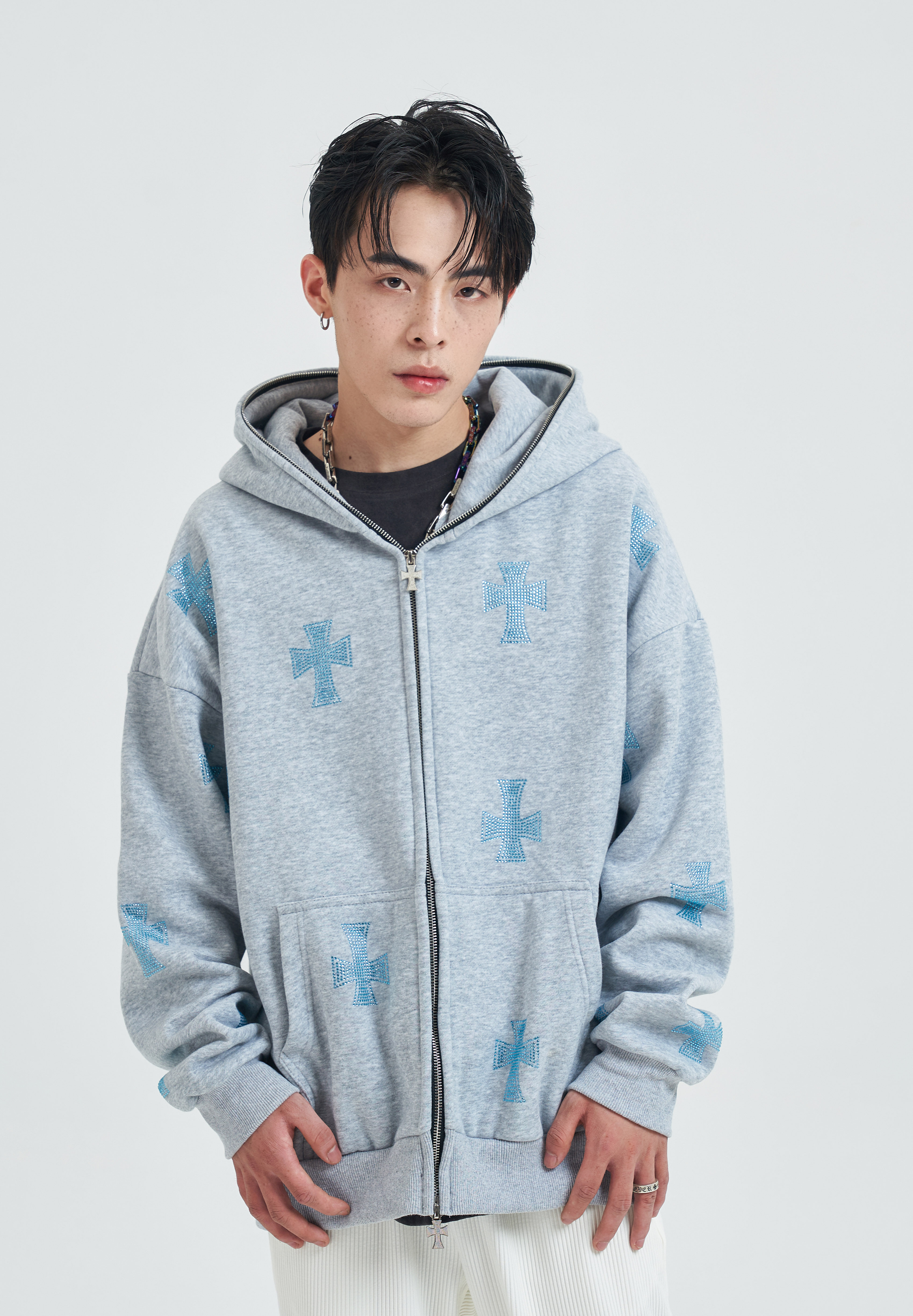 redeemer十字夹克小众外套衫烫架开十字架水钻正品卫衣