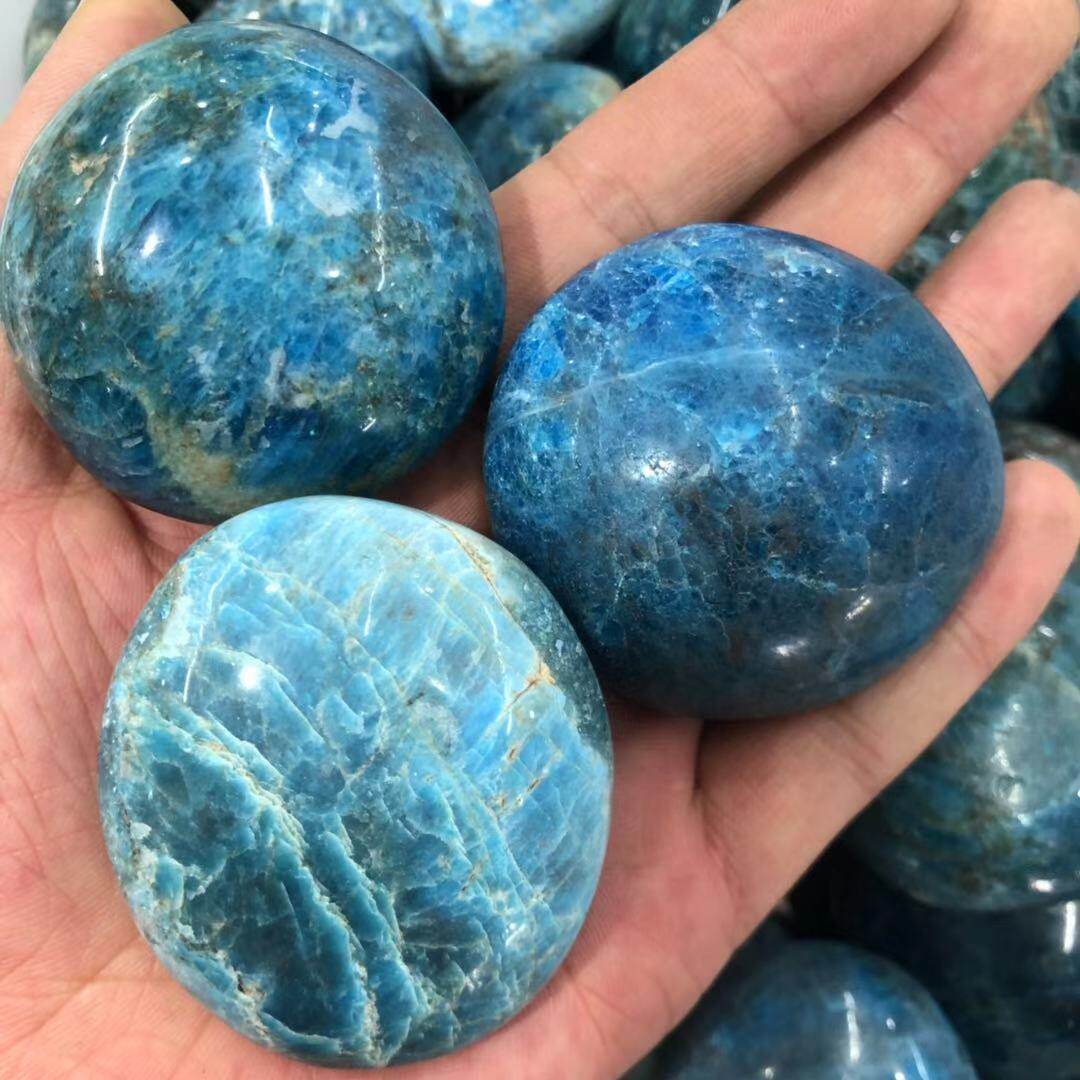 原石天然水晶石蓝磷灰摆件蓝磷灰手把玩鱼缸石大摆件