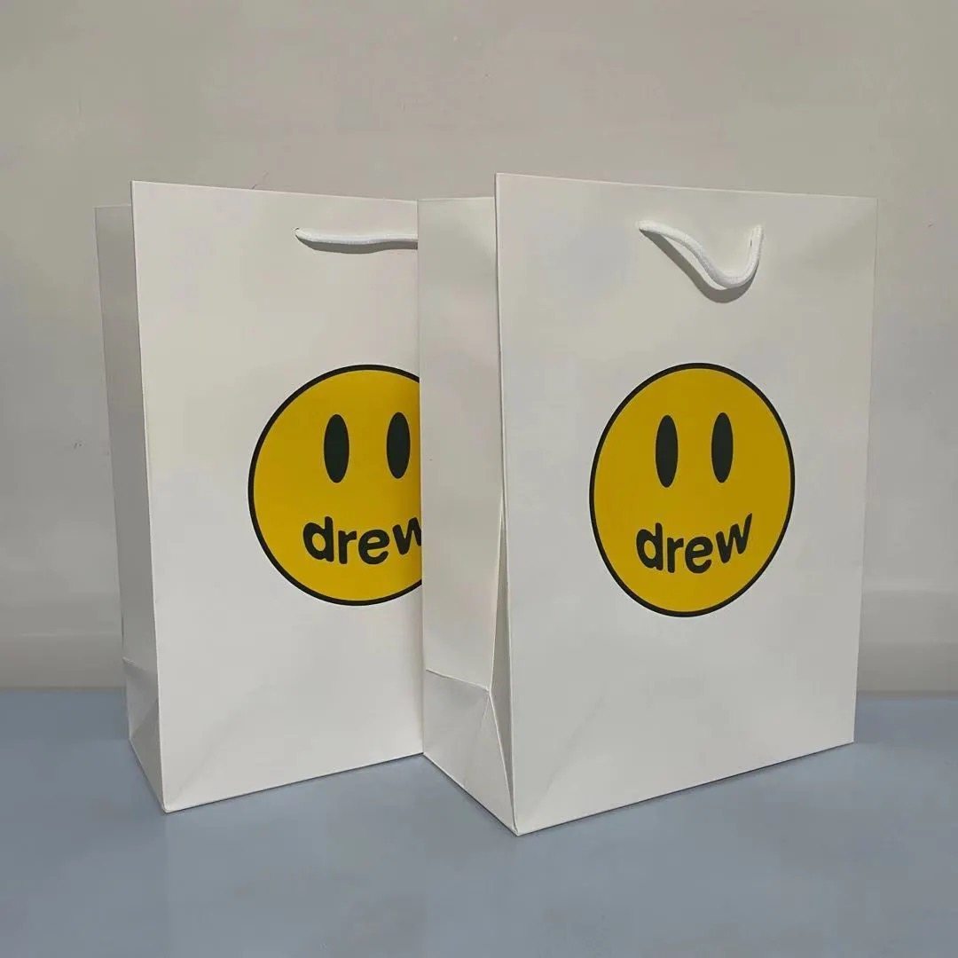 纸袋现货drewhouse笑脸白色手拎袋礼品袋鞋盒服装环保礼品袋