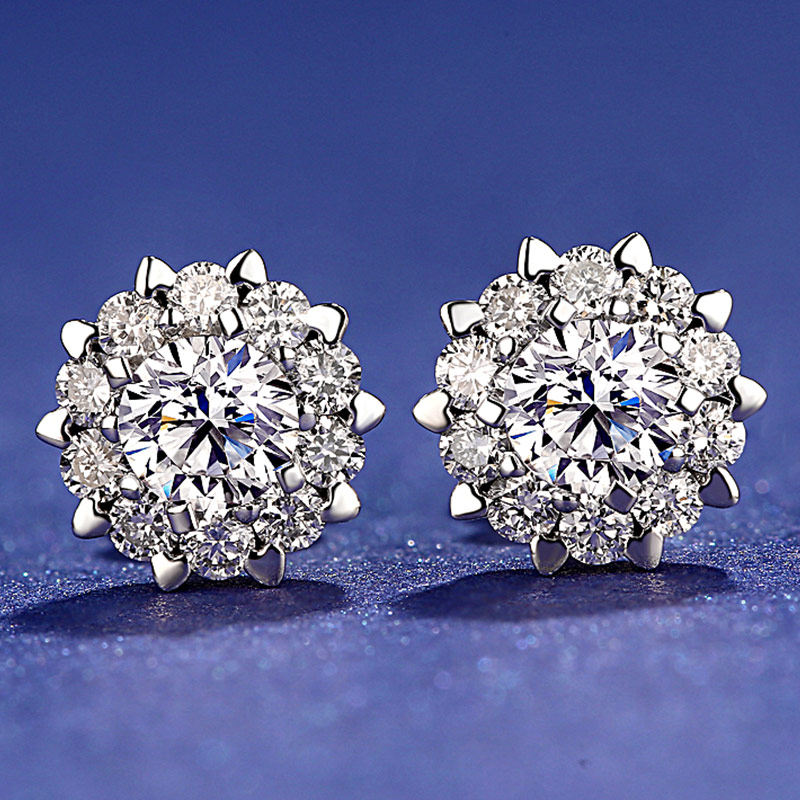 钻石耳钉yngel蜜安琪18k30分花白金耳坠耳饰真钻耳饰