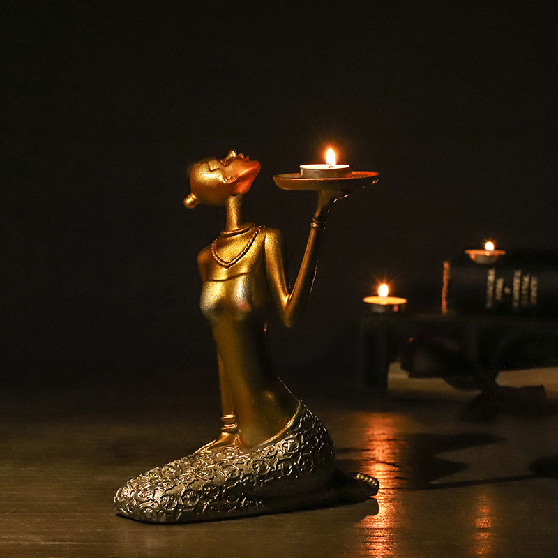 创意复古人物欧式烛台烛杯家居客厅烛台