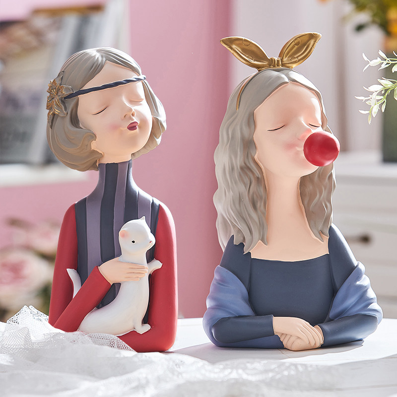 北欧轻奢泡泡女孩小摆件房间办公室桌面客厅家居装饰品女生礼物