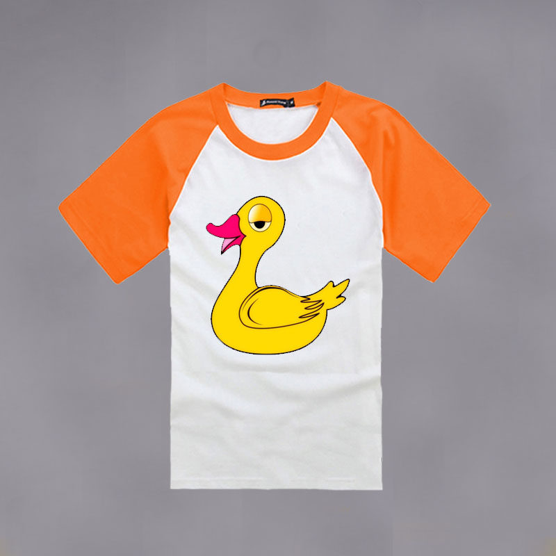 小鸭子图案童装大黄印花夏装新款短袖男童女童t恤