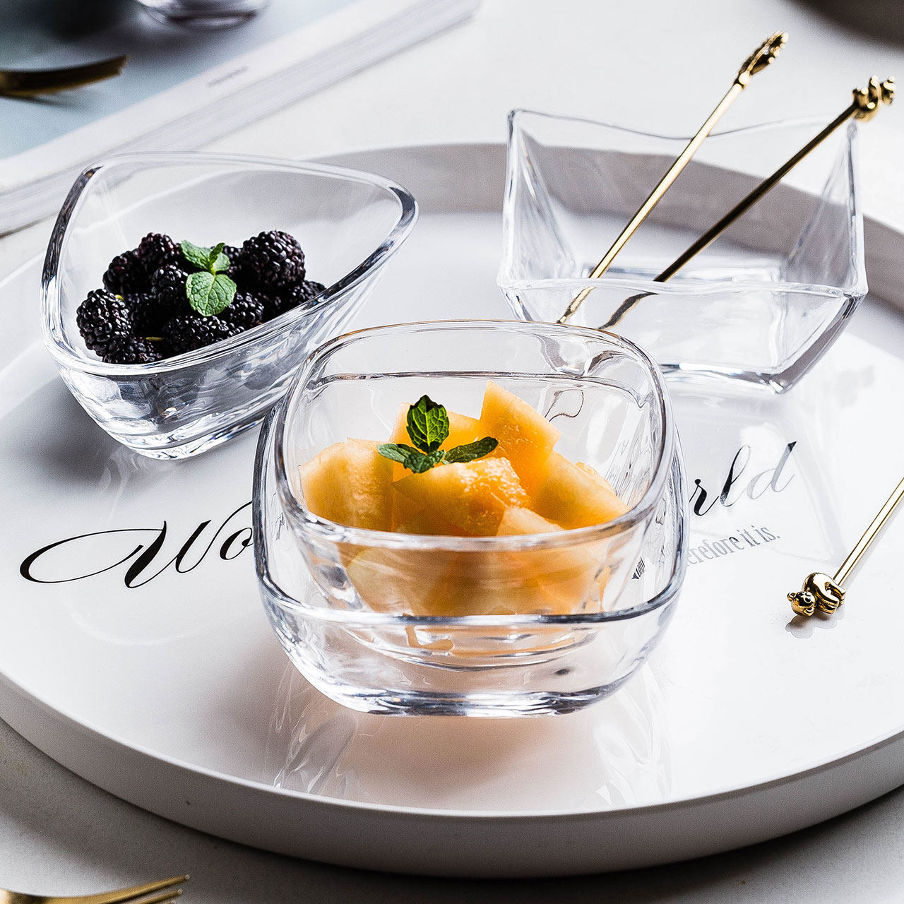 摩登主妇透明玻璃沙拉可爱异形家用餐具水果甜品碗