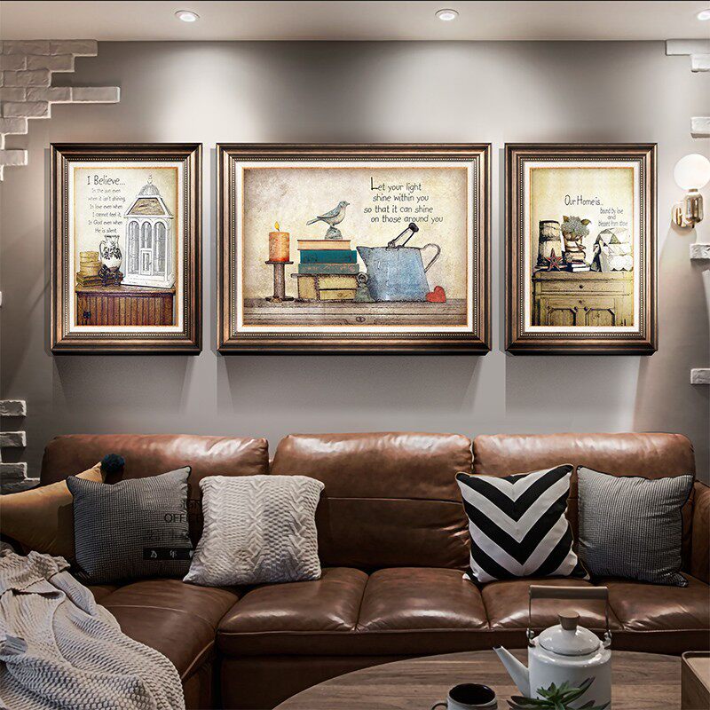 客厅装饰画美式沙发背景墙挂画卧室玄关墙画书房现代装饰画