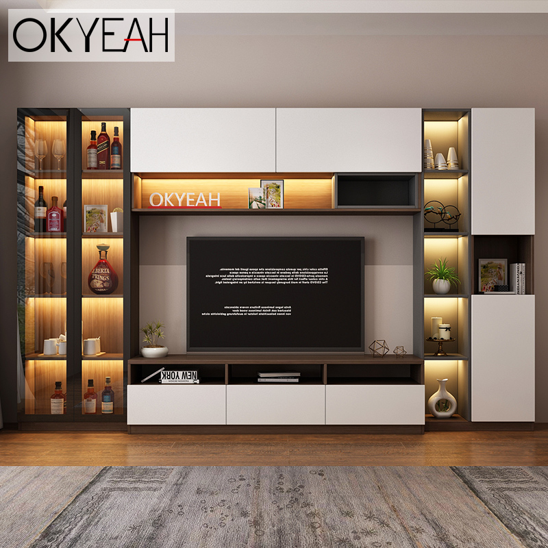 电视柜组合墙柜客厅现代简约背景墙整体装饰轻奢高款电视柜