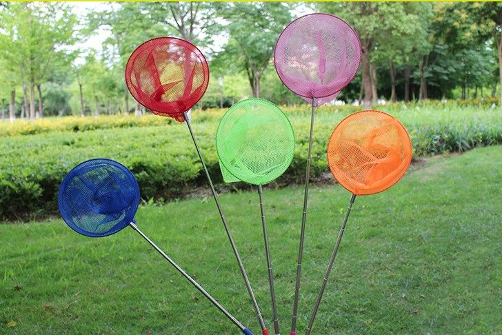 网鱼蝴蝶捞鱼网兜可伸缩不锈钢捕鱼扑虫儿童玩具批发戏水