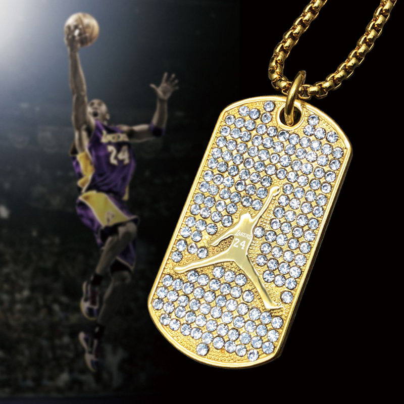 nba球星kobe科比项链男潮个性钛钢镀金饰品项链