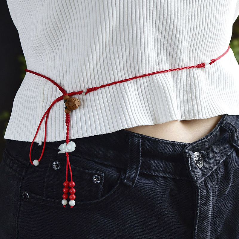 红腰本命年腰带红绳翡翠玉石生肖男士女款2022其它首饰