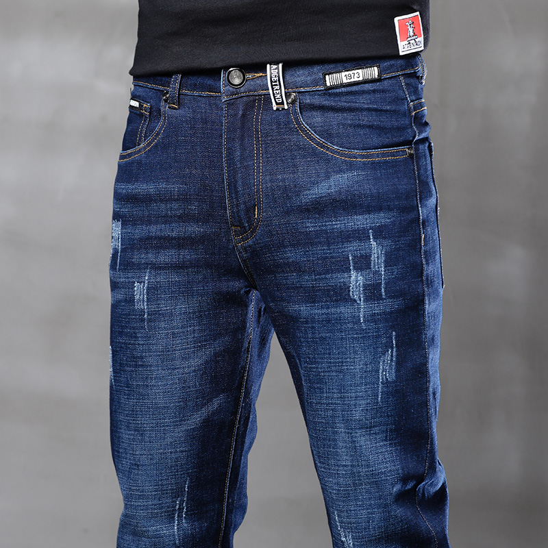 牛仔裤男士春秋款修身2021秋冬季弹力小脚韩版潮百搭休闲长裤子男