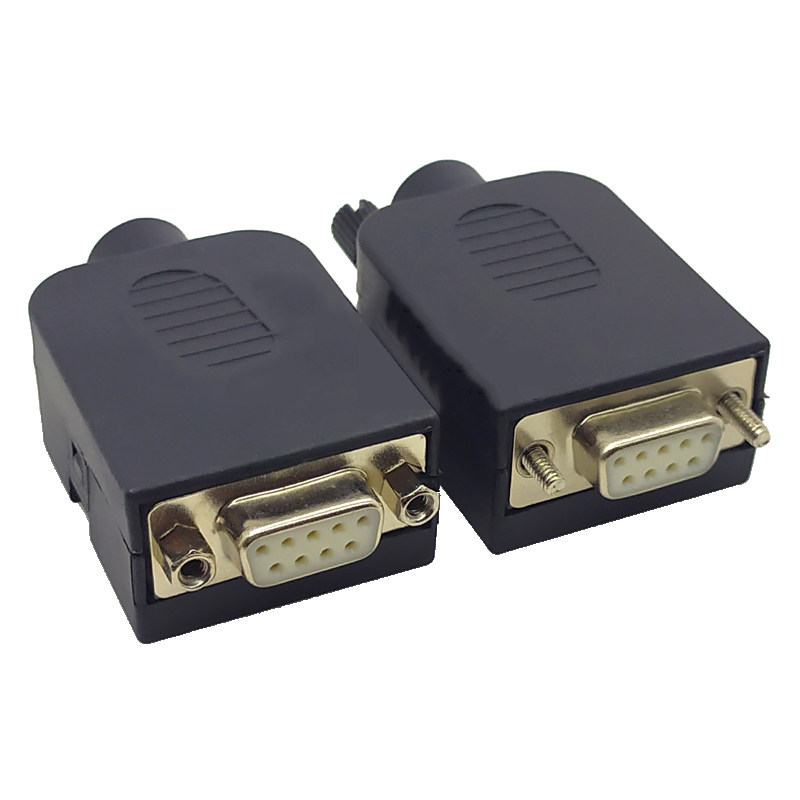 db9串口口头免焊接头9针接线端子rs232公母头插头连接器