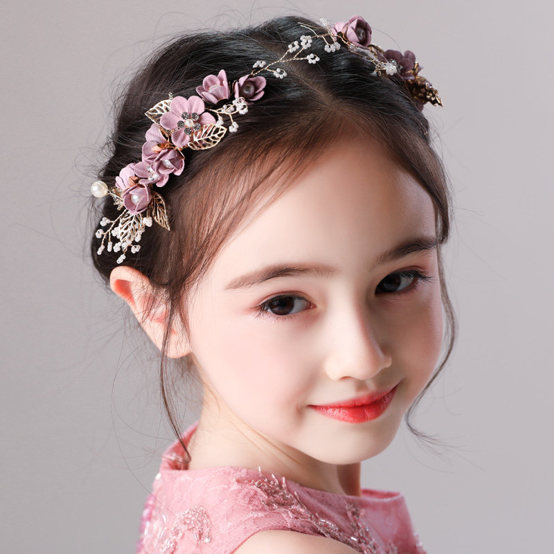 女童演出出走秀发发簪摄影写真淡雅造型儿童发饰