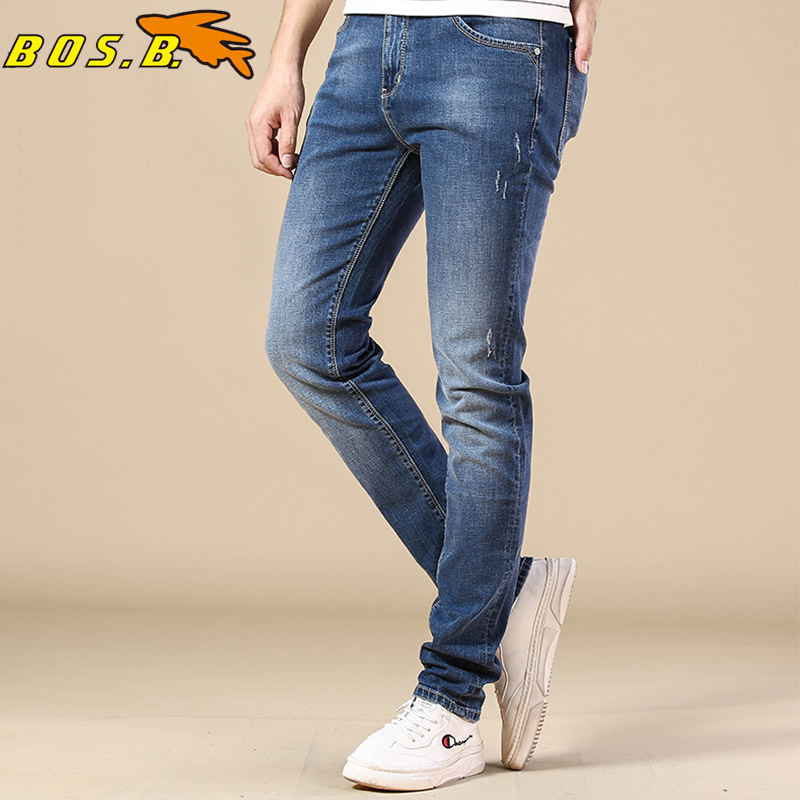 博世堡飞鱼牛仔裤男春夏新款弹力修身小脚裤显瘦潮流百搭长裤7637