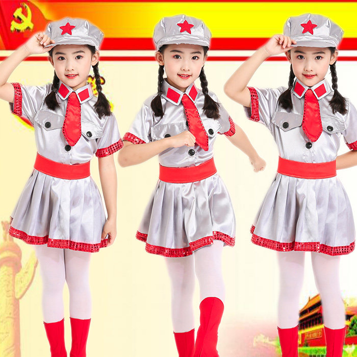 儿童小红红军演出服八路军服装男女幼儿舞蹈闪闪儿童演出服