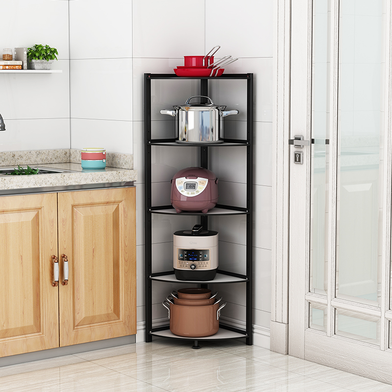 厨房三角置物架落地式多层放锅架子转角墙角拐角厨房置物架