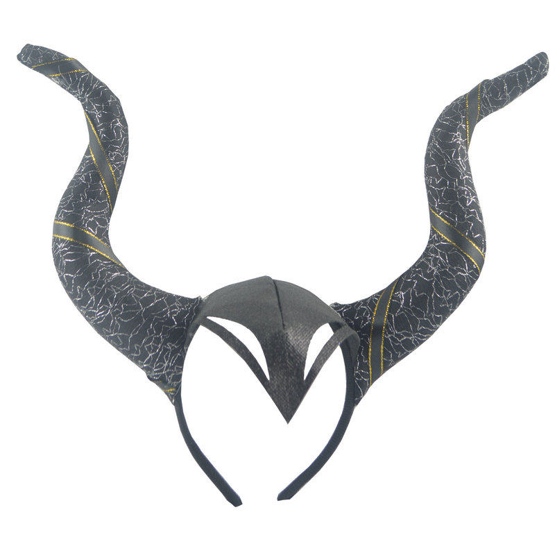 头饰黑色牛角发箍节日舞会表演魔咒恶魔黑牛聚会装饰头箍