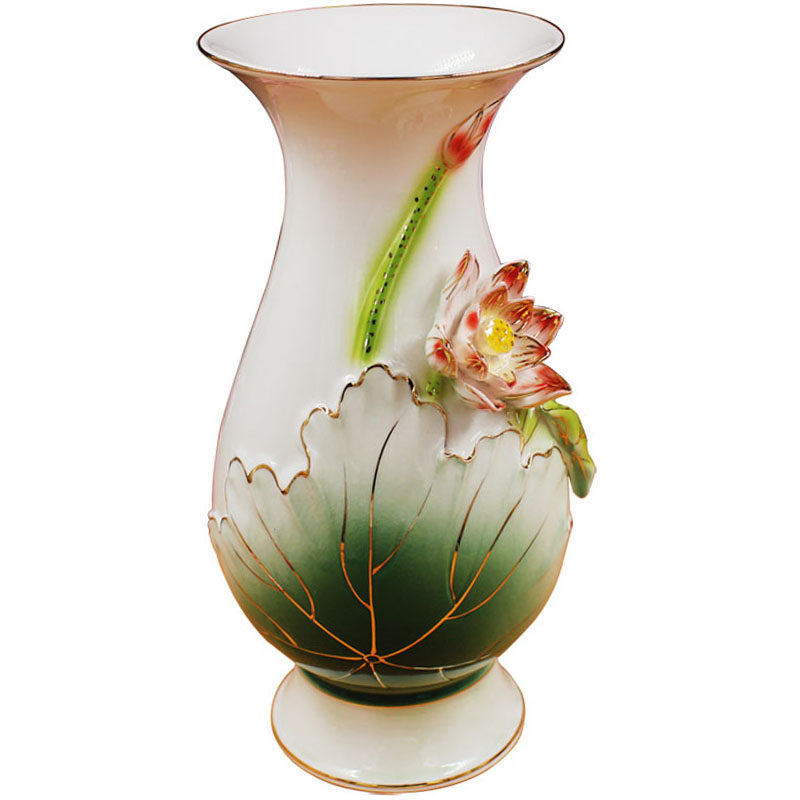 花瓶佛堂供佛佛具陶瓷莲花荷花观音净水水瓶花瓶