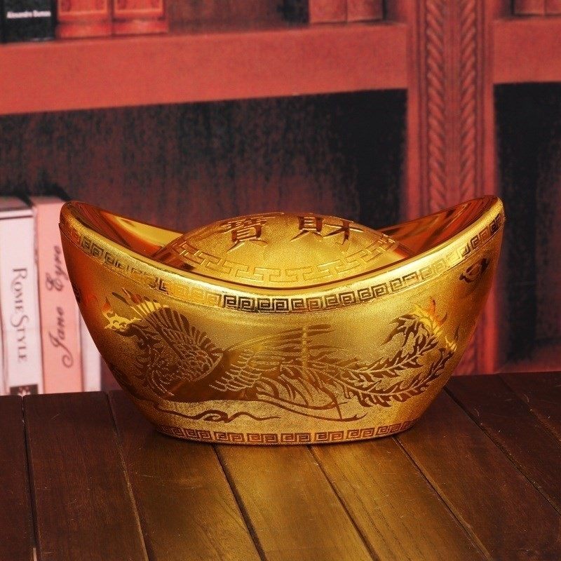 大金家居聚宝盆客厅金色黄金色元宝仿真风水乔迁摆件