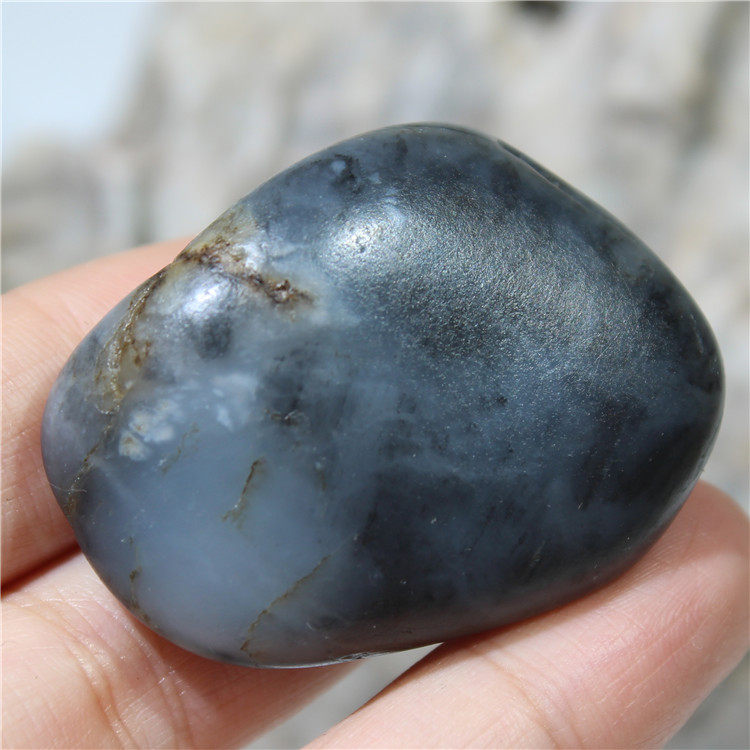 青花墨玉独籽聚墨新疆和田玉籽料原石珠宝奇石