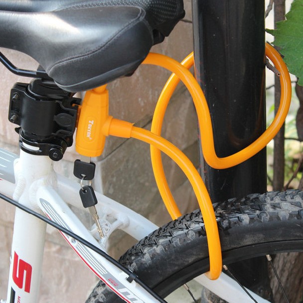 通用自行车锁加长链条挂锁摩托电动车山地车钢缆锁防盗锁单车配件