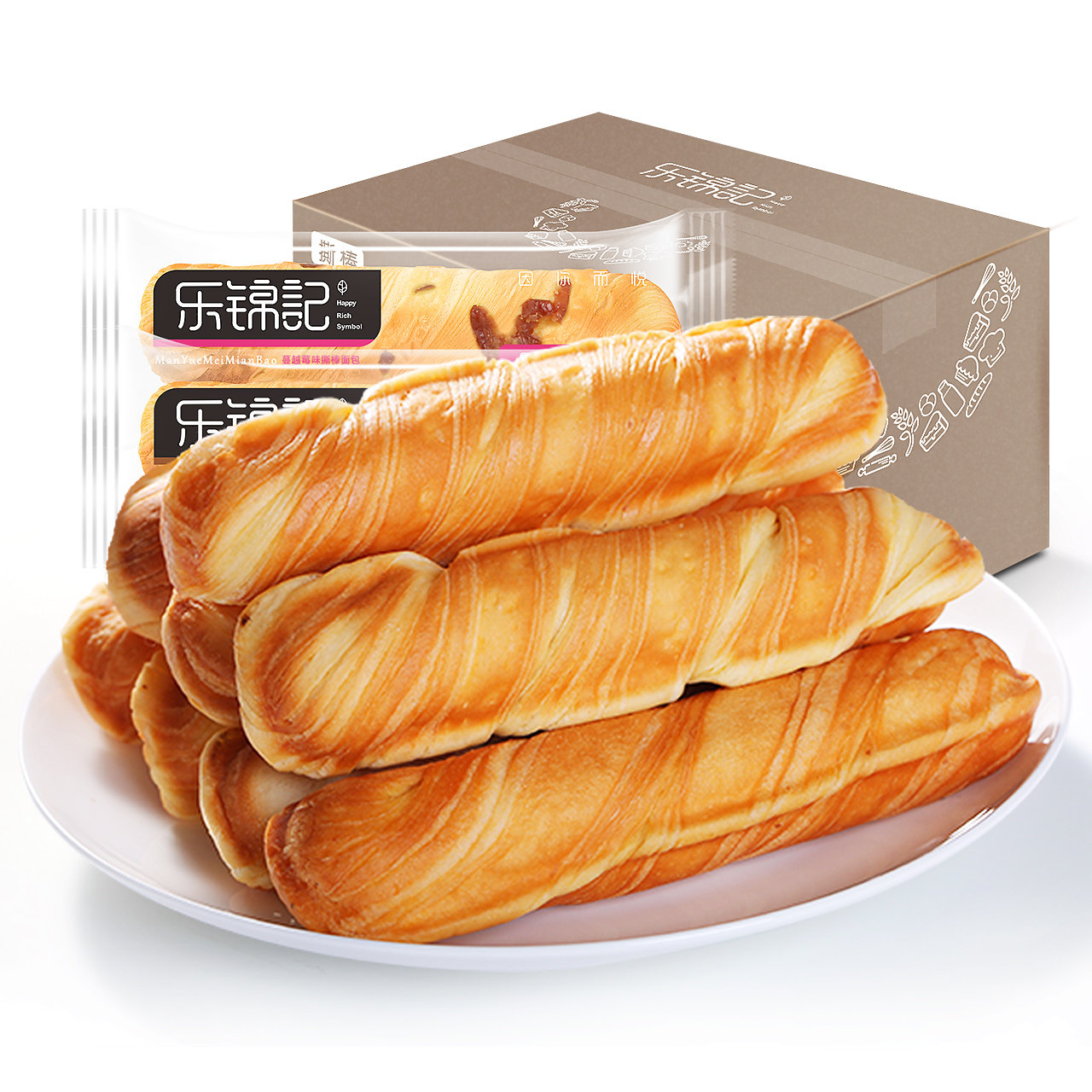 乐锦记早餐奶香撕棒面包750g