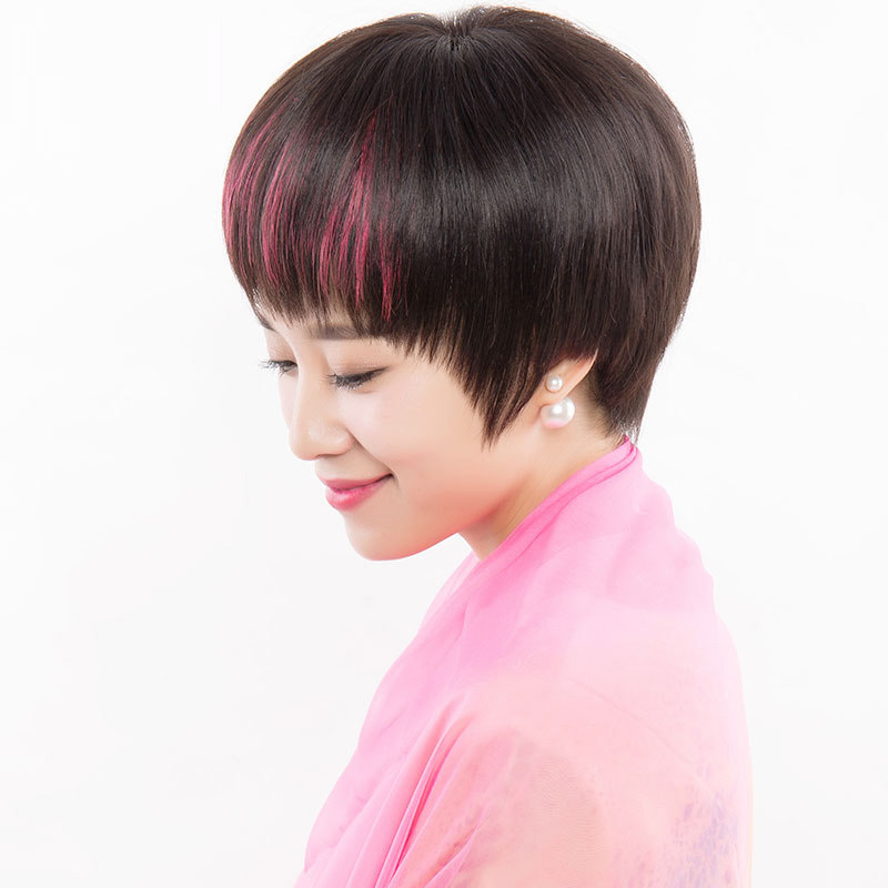 恒发假发全手织漂染短发真发假发气质逼真时尚女士真发假发套