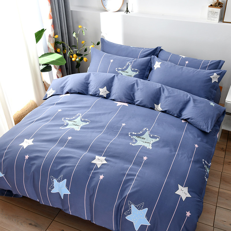 被套全棉单件冬季简约蓝色斜纹150x200单人双人被套