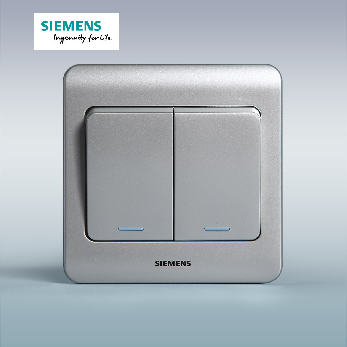 西门子开关插座面板远景彩银墙壁开关二开双控带荧光官方旗舰店