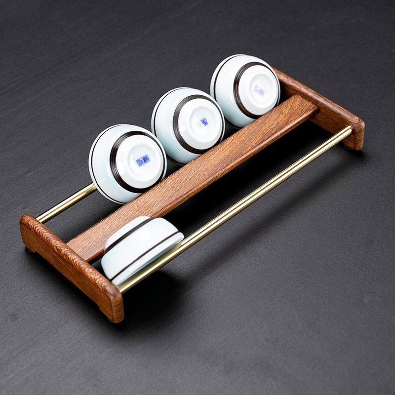 晾杯架茶具功夫茶功夫茶盘茶道架子茶杯铜沥实木茶道