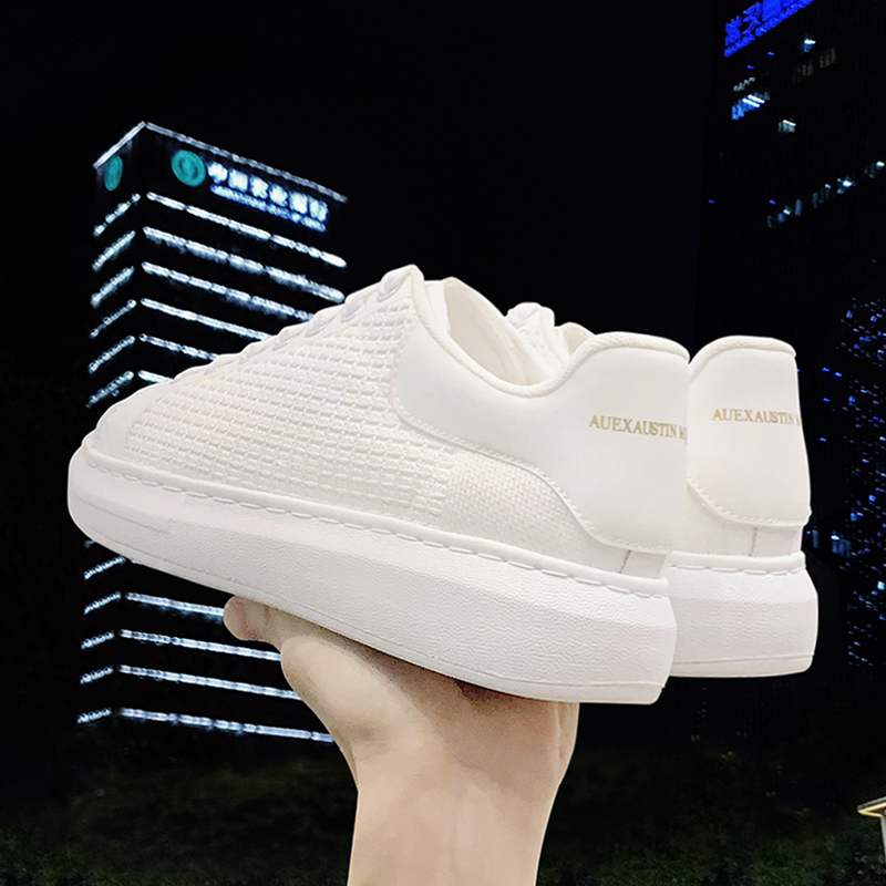 男鞋2022年新款透气板鞋休闲鞋子男潮鞋潮牌网面飞织小白鞋男百搭