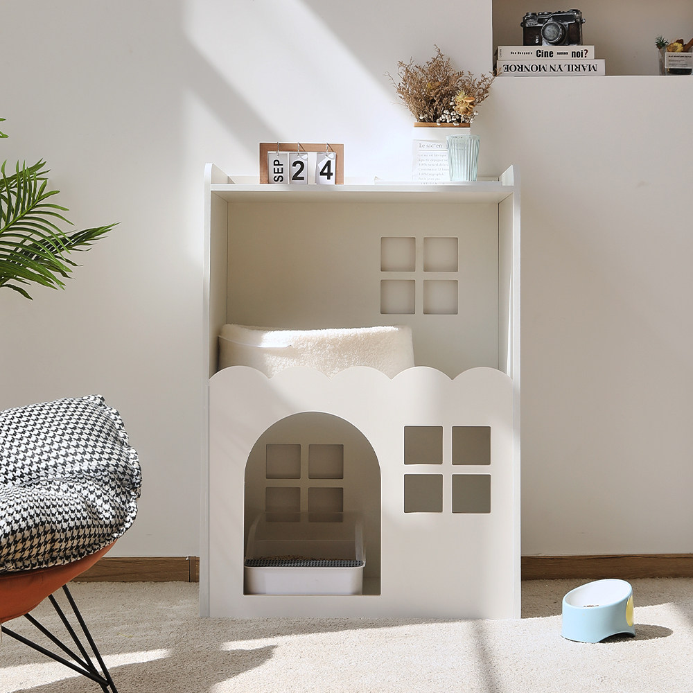 猫窝别墅实木猫家家具人猫共用置物柜三层猫舍窝