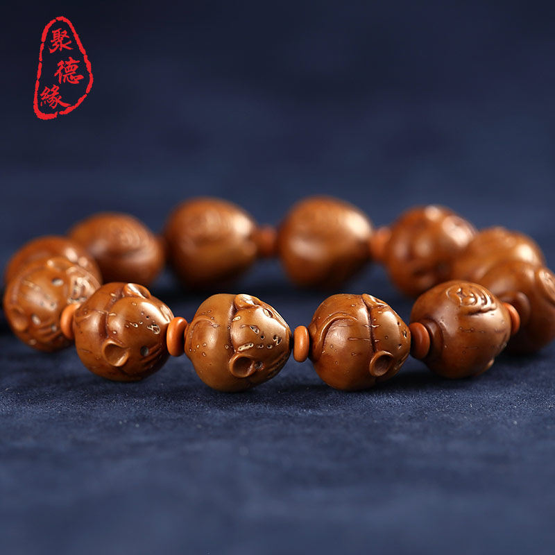 手串聚德缘紫金金鼠雕刻鼠钱招财菩提文玩鼠来宝佛珠