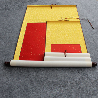 四尺中堂空白画轴大红洒金挂轴卷轴毛笔字画卷装裱定制批发宣纸