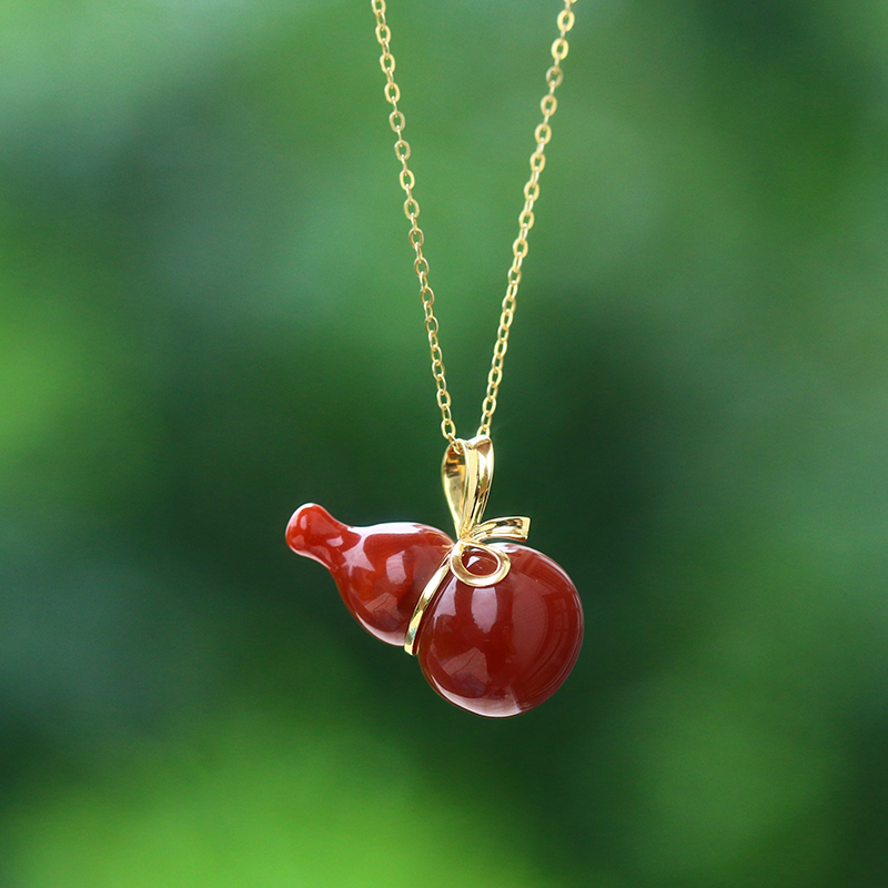 吊坠melinda梅林达南红玛瑙挂件福禄18k镶嵌葫芦项坠