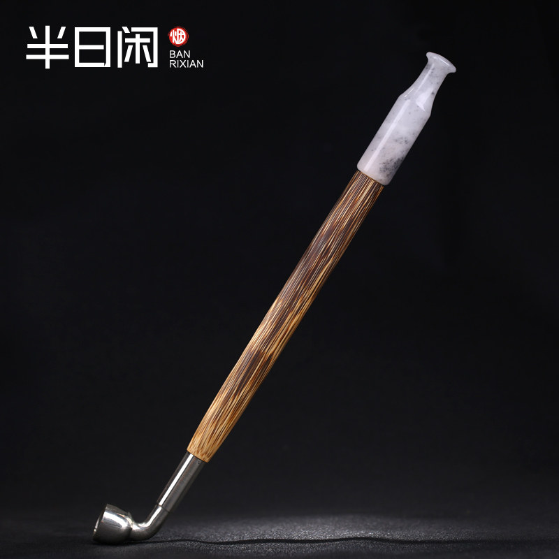 手工加粗老料爆满龙血竹杆新疆金丝玉旱烟袋加长烟斗