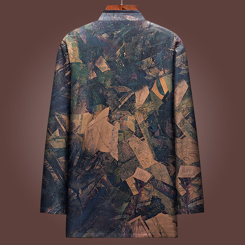 丝绸唐装长袖衬衫春装上衣真丝香云男装套装唐装