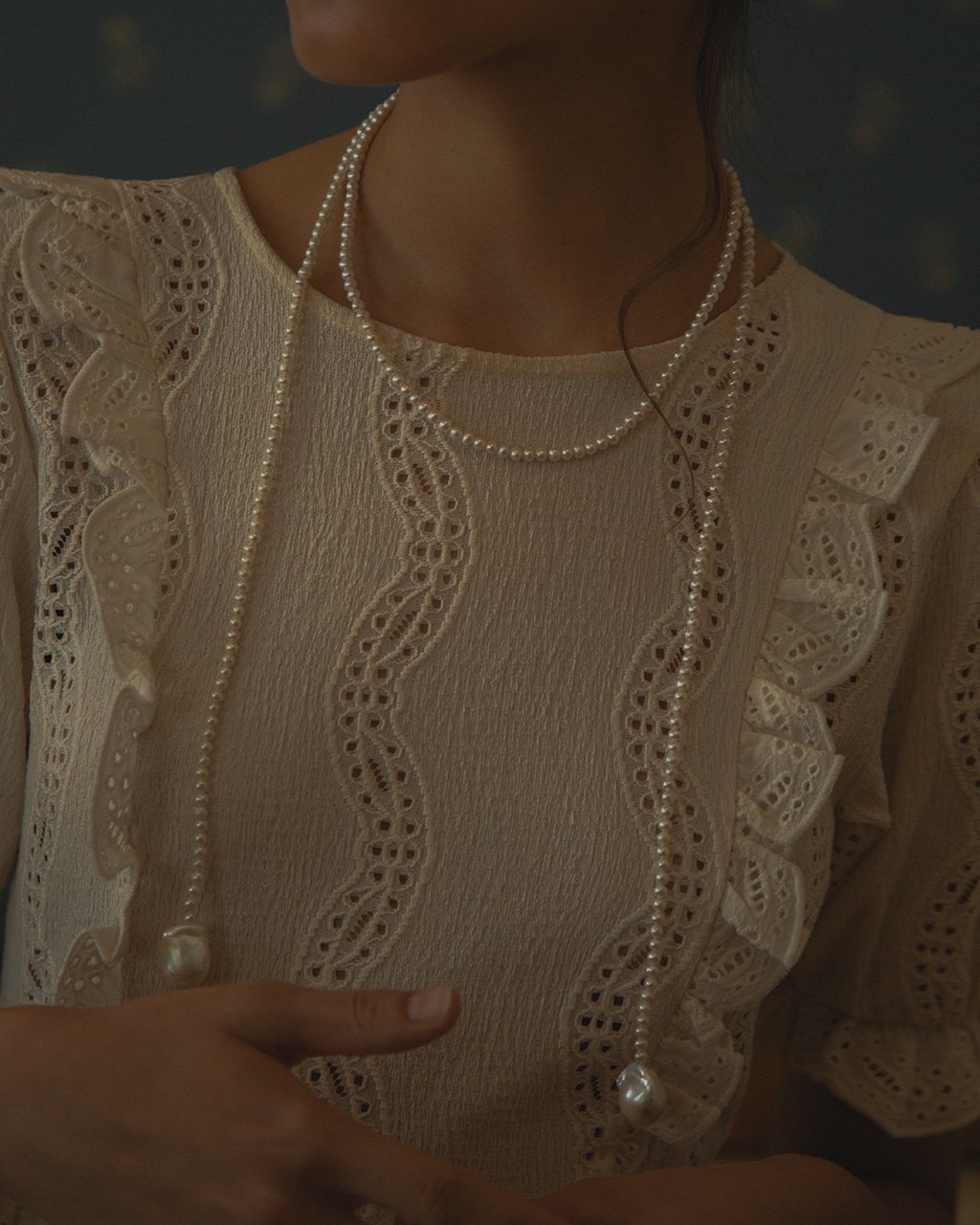 orchid22天然巴洛克珍珠超长双层法式气质复古项链项链