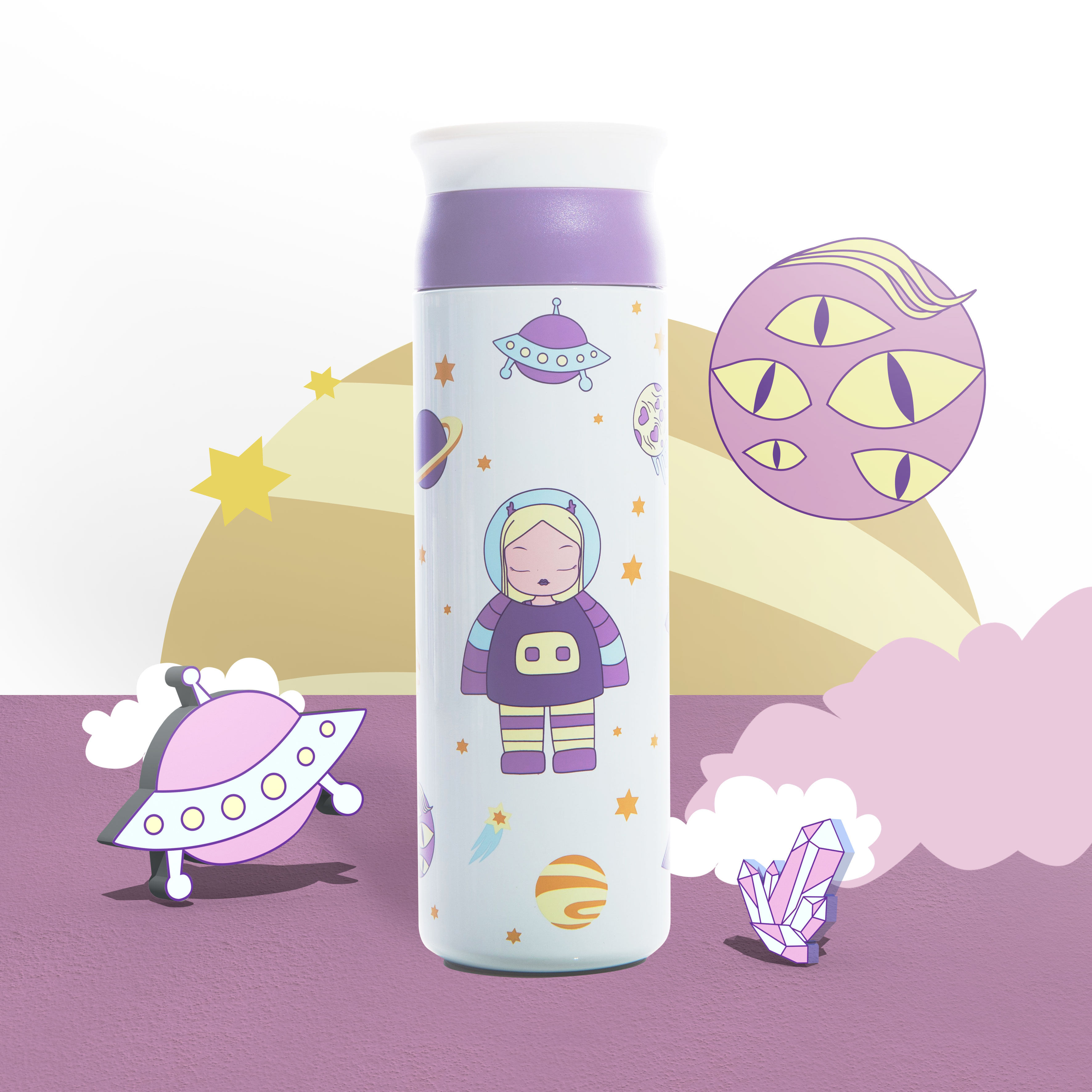 可米生活品罗联名diy白夜童话轻便简洁实用保温杯