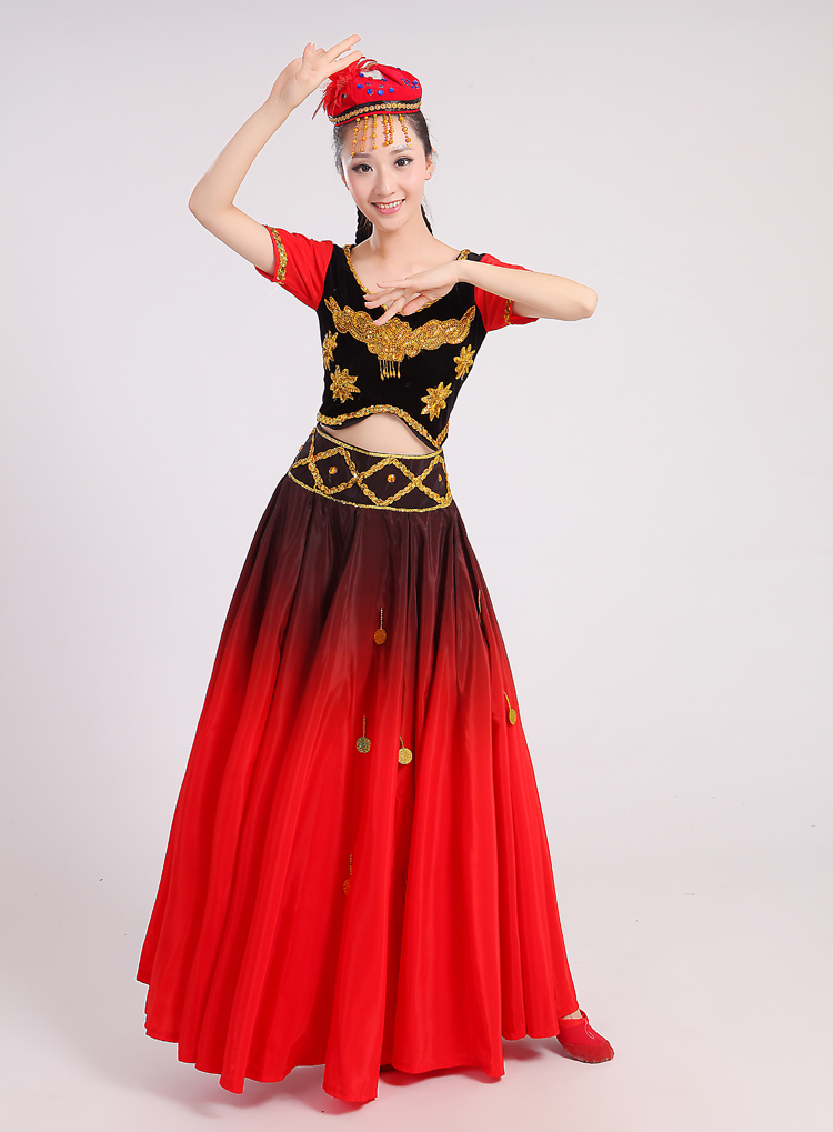 新疆舞蹈服装演出服女少数民族舞蹈表演服儿童新疆舞服饰维族舞服