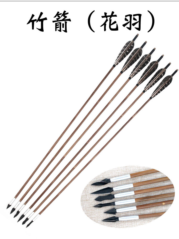 真羽竹箭箭支破甲复古箭头木箭可换头王子弓猎飞镖