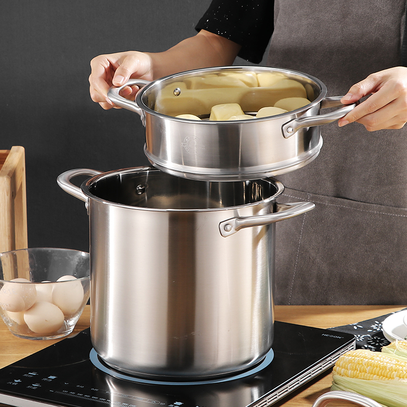 不锈钢汤锅加厚煮粥锅大容量高锅炖锅燃气炉电磁炉通用汤锅