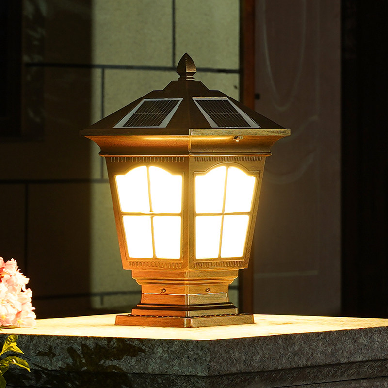 围墙柱头头灯太阳能户外庭院灯防水室外门柱花园别墅景观庭院灯饰