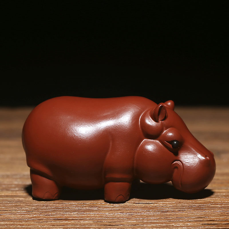 紫砂摆件水土土陶宜兴兴纯手工河马茶宠精品茶道
