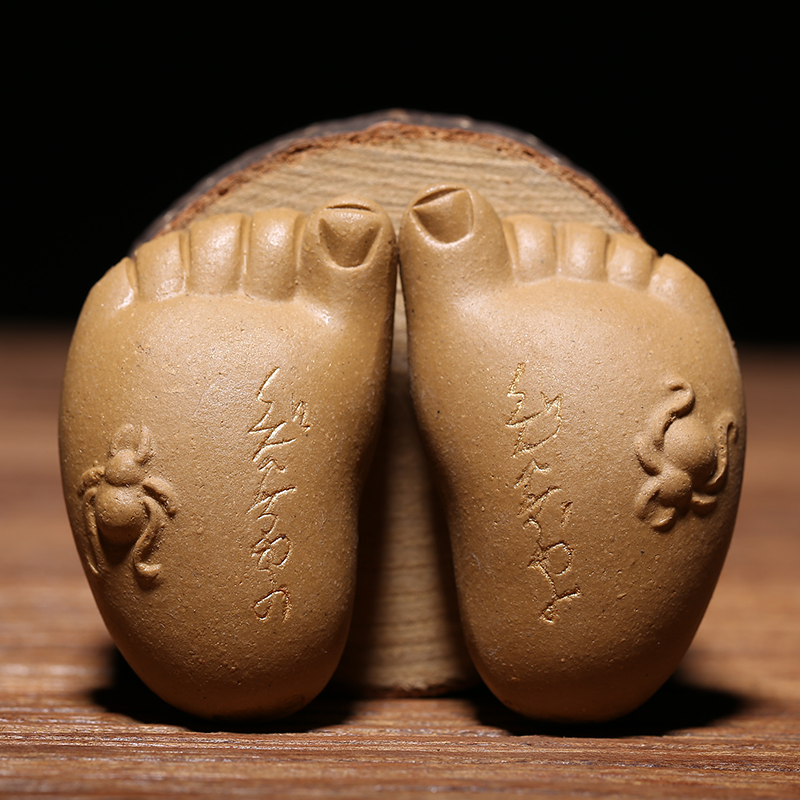 紫砂摆件茶玩茶宠茶盘知足常乐小脚丫雕塑茶具配件茶道