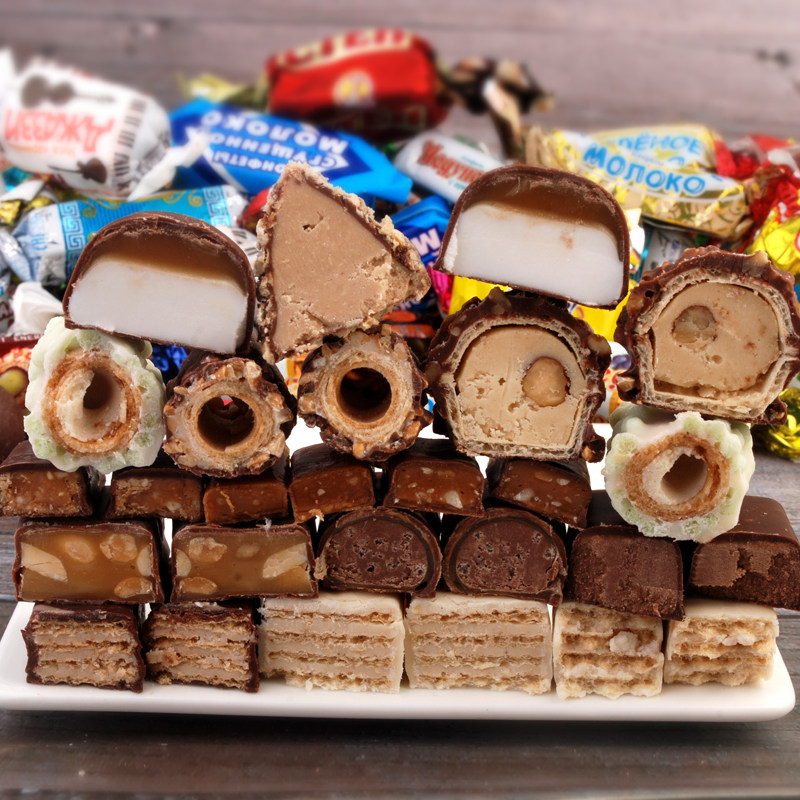 包邮俄罗斯1000克混装糖果多味夹心巧克巧克力力新糖果