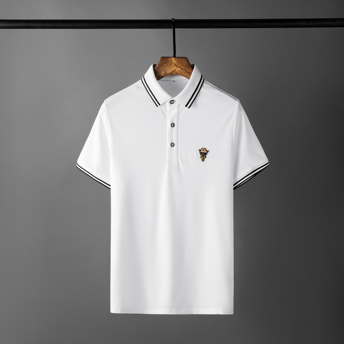 立体胸标夏季男装带领男士修身休闲商务翻领polo衫