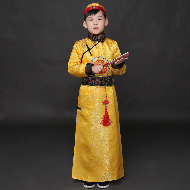 皇帝儿童古装男童清朝龙袍服装小男孩皇太子旗服儿童演出服