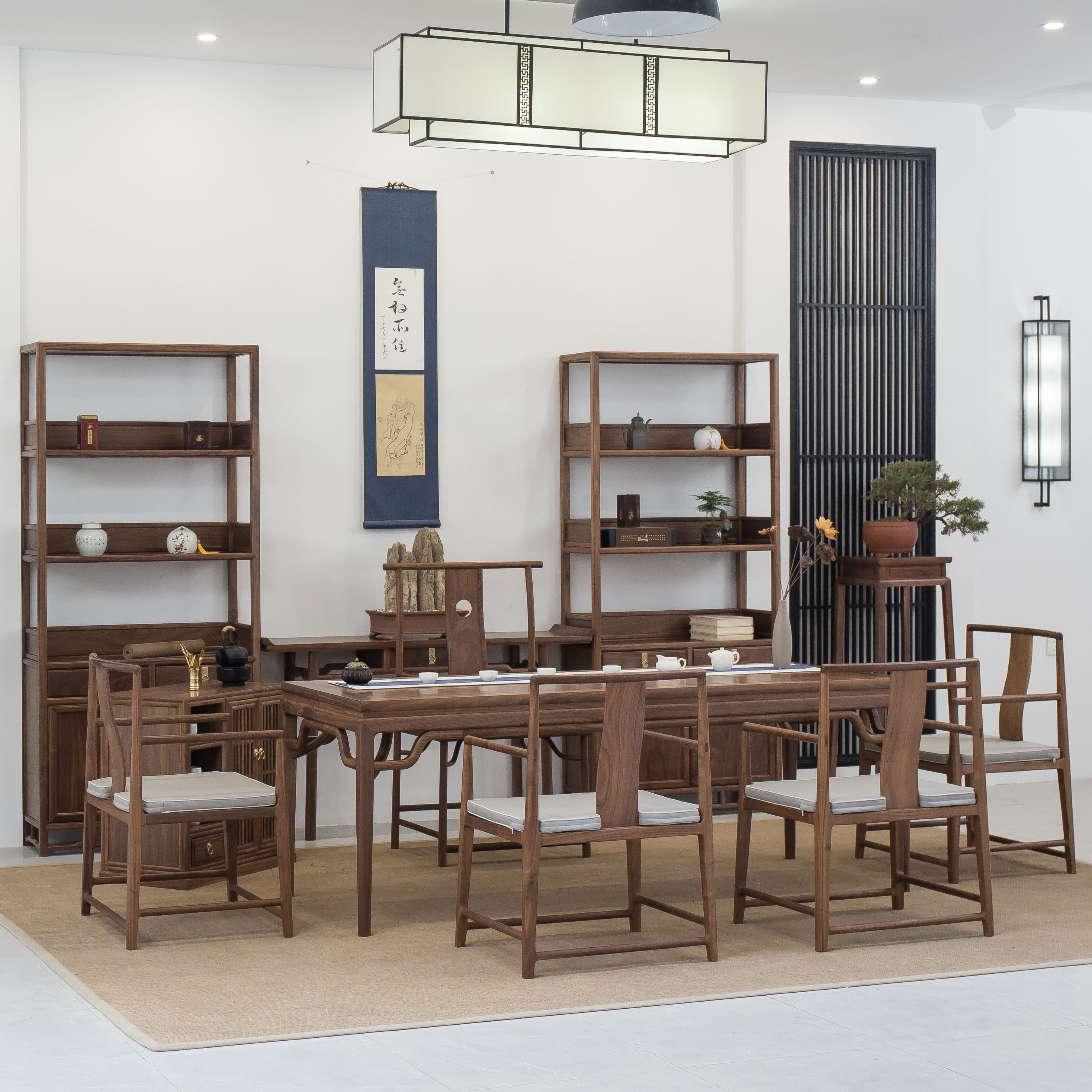 茶桌组合茶室明式免漆实木茶台禅意榆木胡桃其它桌类