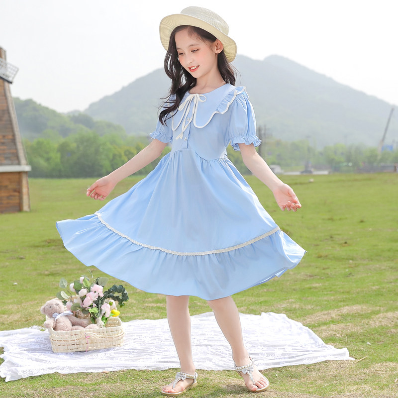 女童连衣裙夏装洋气中大长裙超仙过膝夏季10岁连衣裙